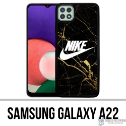 Coque Samsung Galaxy A22 - Nike Logo Gold Marbre