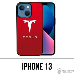 Coque iPhone 13 - Tesla Logo Rouge