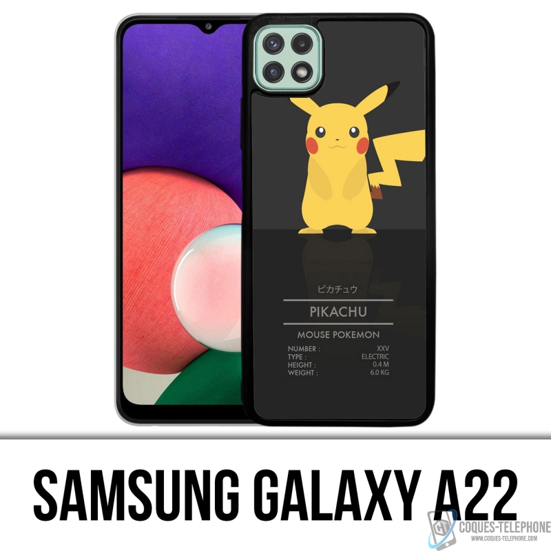 Funda Samsung Galaxy A22 - Tarjeta de identificación de Pokémon Pikachu
