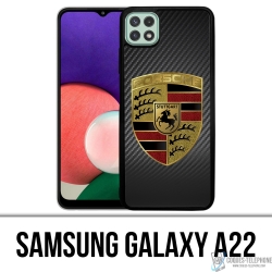 Carcasa Samsung Galaxy A22 - Porsche Logo Carbon