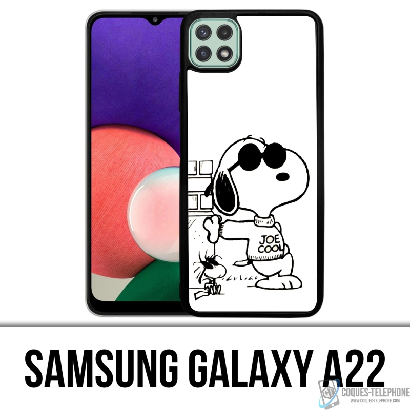 Coque Samsung Galaxy A22 - Snoopy Noir Blanc