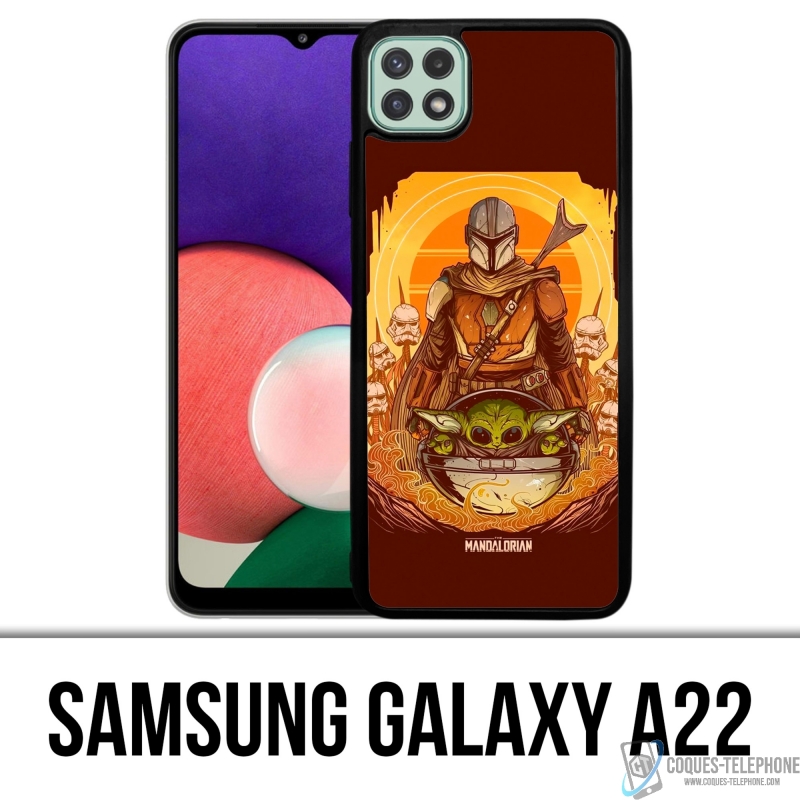 Coque Samsung Galaxy A22 - Star Wars Mandalorian Yoda Fanart