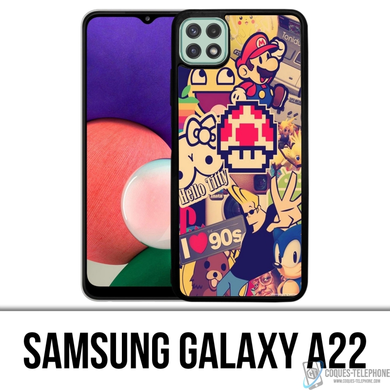 Samsung Galaxy A22 Case - Vintage 90er Jahre Aufkleber