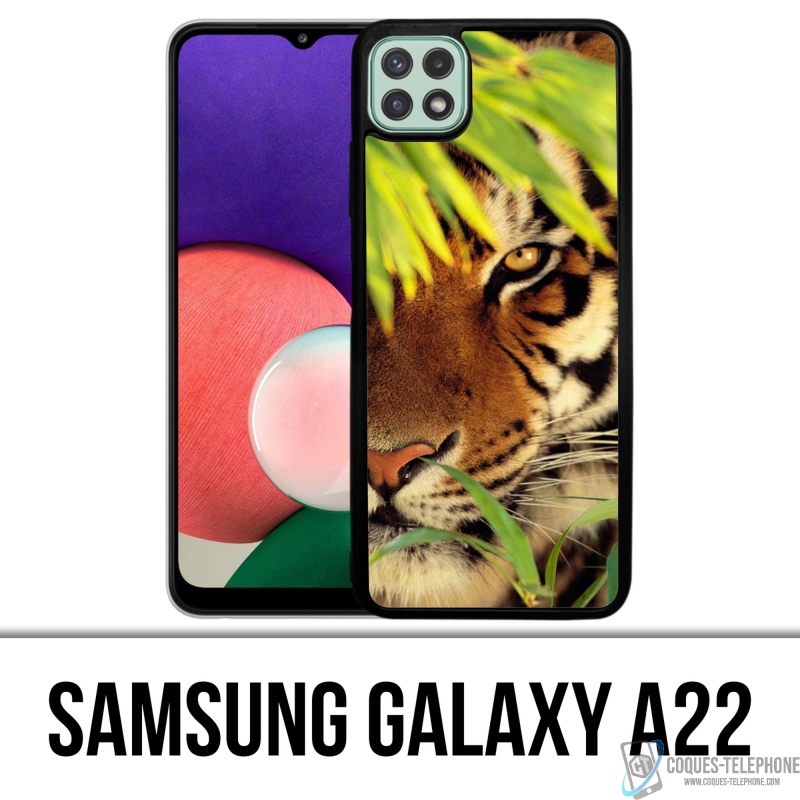 Coque Samsung Galaxy A22 - Tigre Feuilles