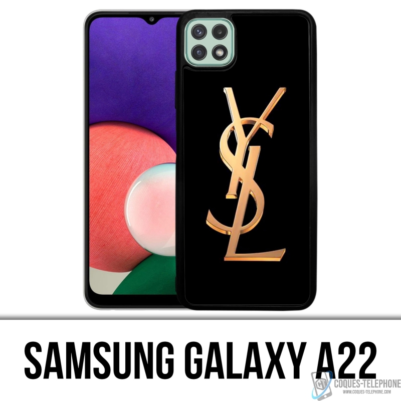 Coque Samsung Galaxy A22 - Ysl Yves Saint Laurent Gold Logo