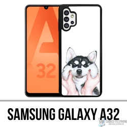 Coque Samsung Galaxy A32 - Chien Husky Joues