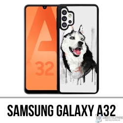 Coque Samsung Galaxy A32 - Chien Husky Splash