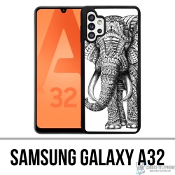 Samsung Galaxy A32 Case - Aztekischer Elefant Schwarzweiß
