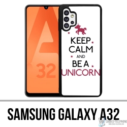 Coque Samsung Galaxy A32 - Keep Calm Unicorn Licorne