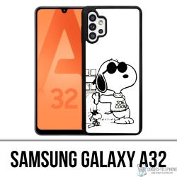 Funda Samsung Galaxy A32 - Snoopy Negro Blanco