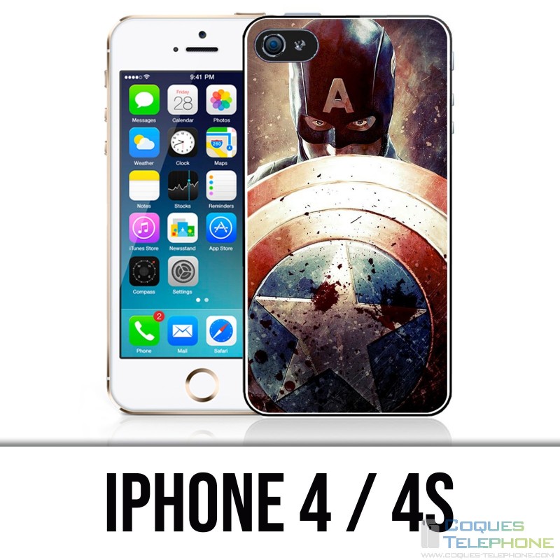 Coque iPhone 4 / 4S - Captain America Grunge Avengers