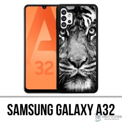 Custodia per Samsung Galaxy A32 - Tigre nera e bianca