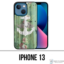 Coque iPhone 13 - Ancre Marine Bois