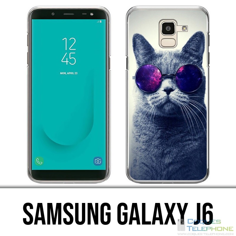 Samsung Galaxy J6 Case - Cat Galaxy Glasses