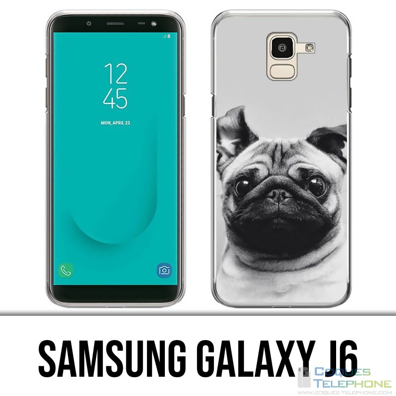 Samsung Galaxy J6 Hülle - Hund Mops Ohren