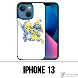 Coque iPhone 13 - Stitch Pikachu Bébé