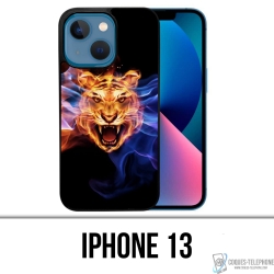 Coque iPhone 13 - Tigre Flammes