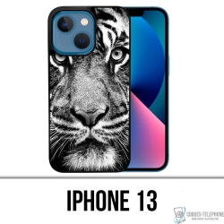 Coque iPhone 13 - Tigre Noir Et Blanc