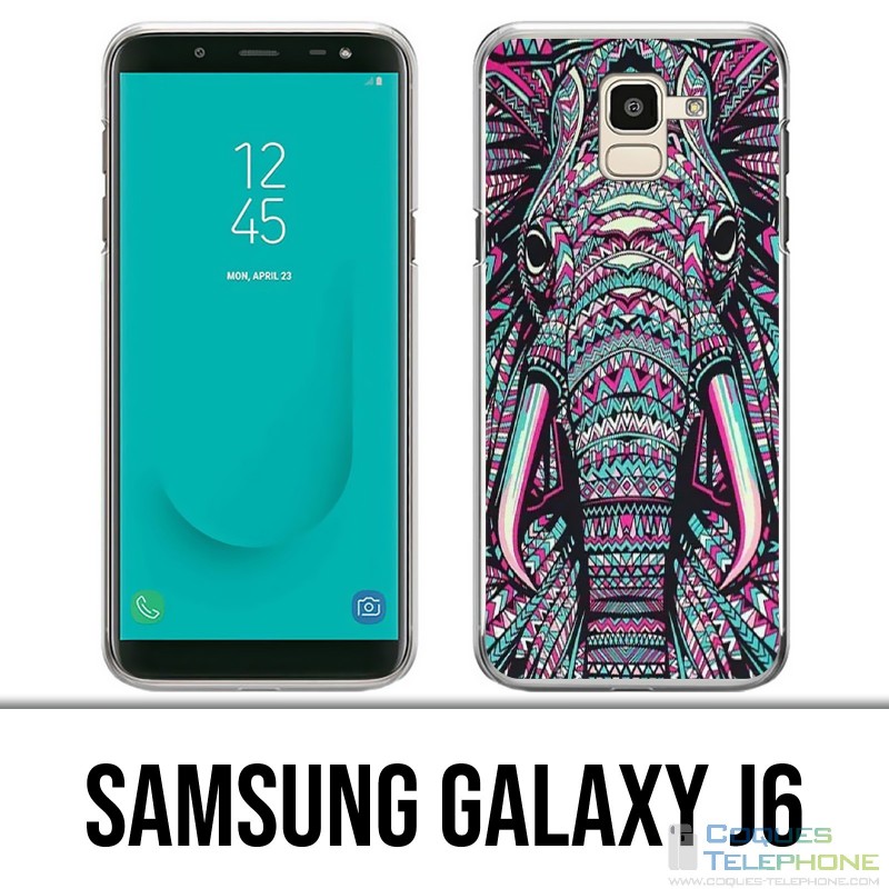 Samsung Galaxy J6 Hülle - Bunter aztekischer Elefant