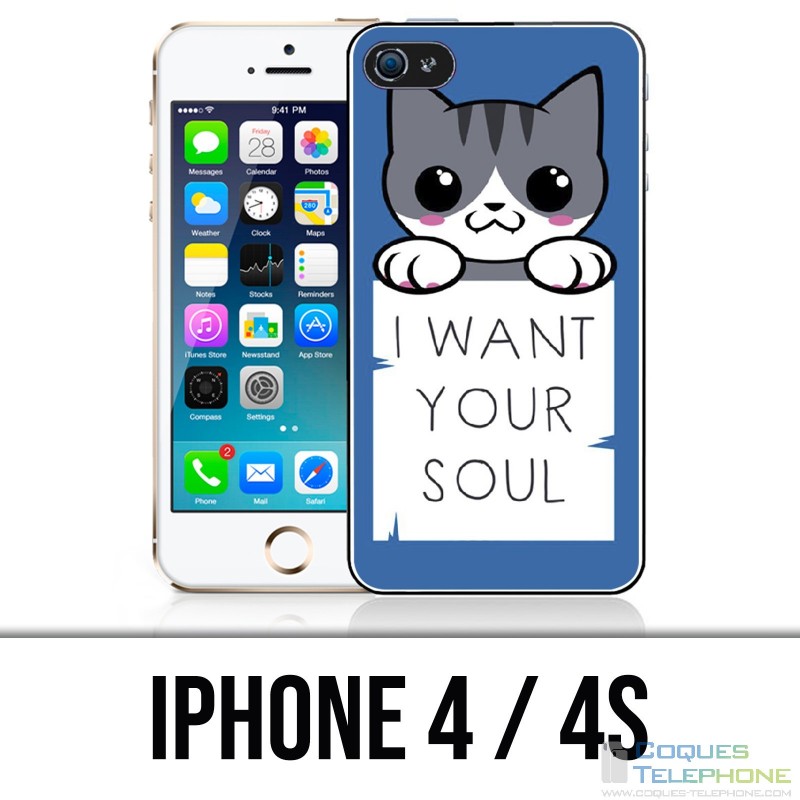 Coque iPhone 4 / 4S - Chat I Want Your Soul