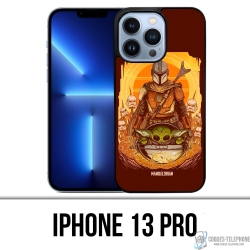 Coque iPhone 13 Pro - Star Wars Mandalorian Yoda Fanart