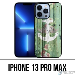 Coque iPhone 13 Pro Max - Ancre Marine Bois