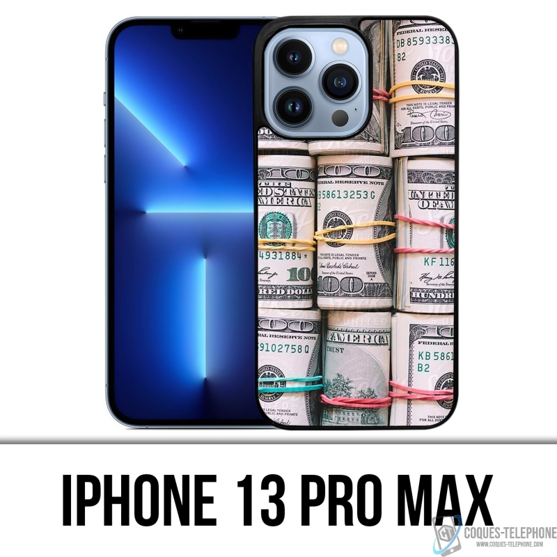 Funda para iPhone 13 Pro Max - Billetes de dólares enrollados