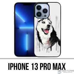 Coque iPhone 13 Pro Max - Chien Husky Splash