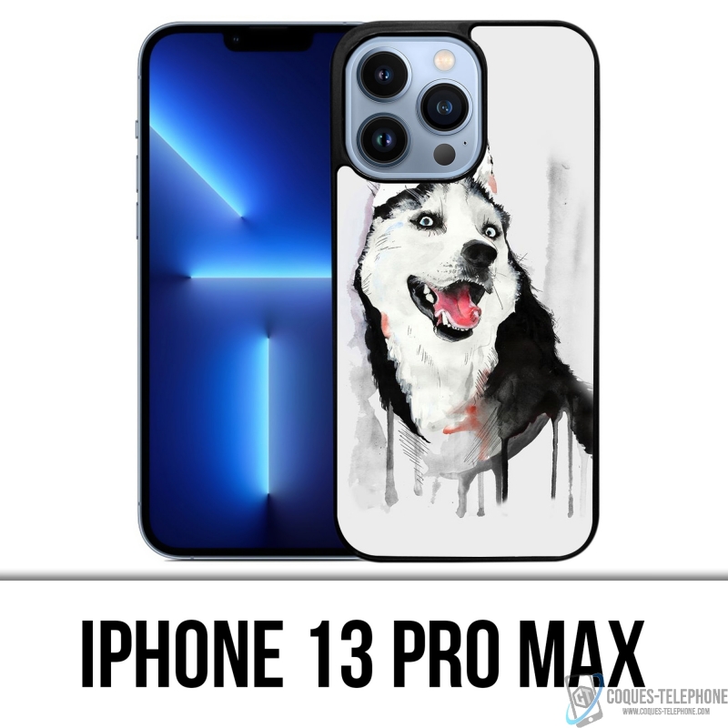 Coque iPhone 13 Pro Max - Chien Husky Splash