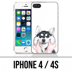 Coque iPhone 4 / 4S - Chien Husky Joues
