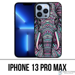 Coque iPhone 13 Pro Max - Éléphant Aztèque Coloré