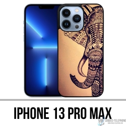 Coque iPhone 13 Pro Max - Éléphant Aztèque Vintage