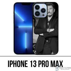 Coque iPhone 13 Pro Max - Johnny Hallyday Noir Blanc