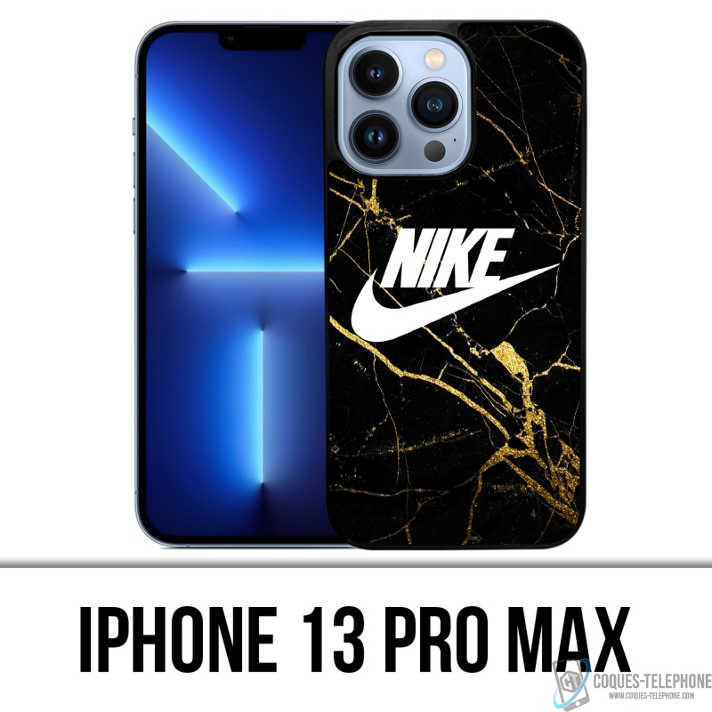 Custodia IPhone 13 Pro Max - Nike Logo Oro Marmo