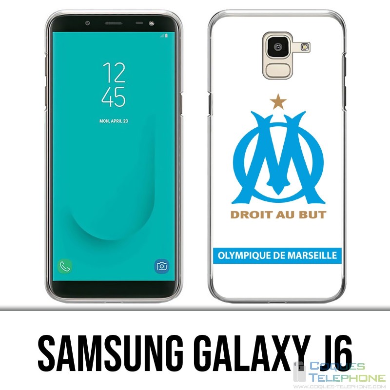 Custodia Samsung Galaxy J6 - Logo Om Marseille Blanc