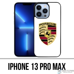 Coque iPhone 13 Pro Max - Porsche Logo Blanc