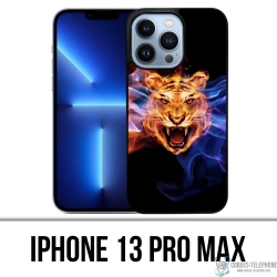 Coque iPhone 13 Pro Max - Tigre Flammes