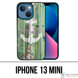 Coque iPhone 13 Mini - Ancre Marine Bois