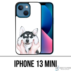 Coque iPhone 13 Mini - Chien Husky Joues