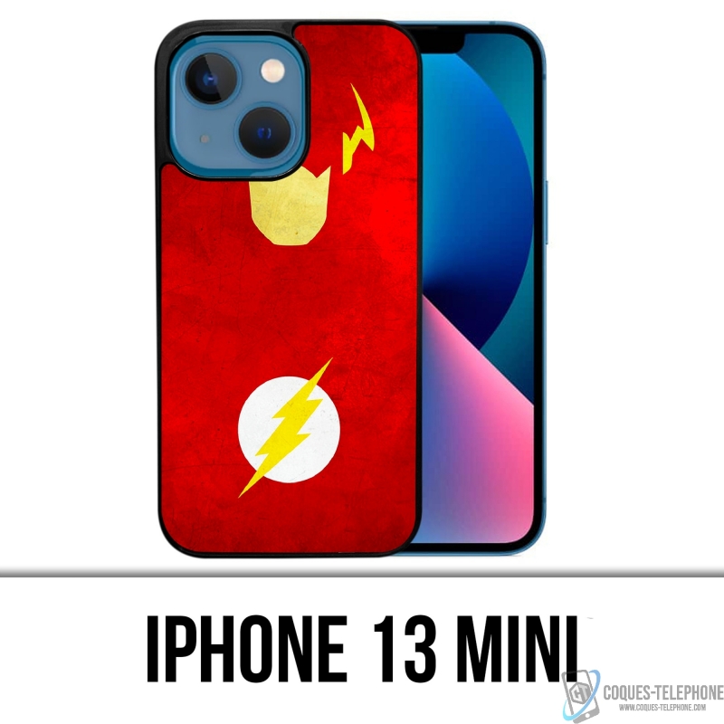 Coque iPhone 13 Mini - Dc Comics Flash Art Design