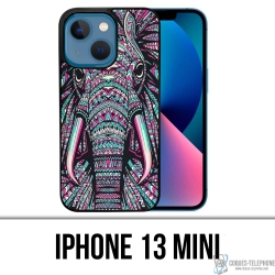 Coque iPhone 13 Mini - Éléphant Aztèque Coloré