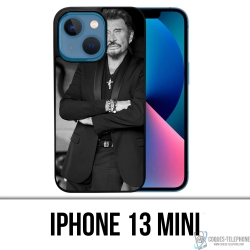 Coque iPhone 13 Mini - Johnny Hallyday Noir Blanc